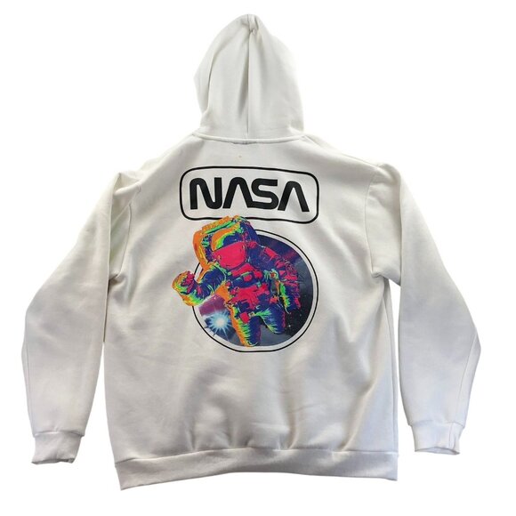 Hyper Space Mens NASA Hoodie Sweatshirt Size XL Pullover Caasual White Graphic - Picture 2 of 12
